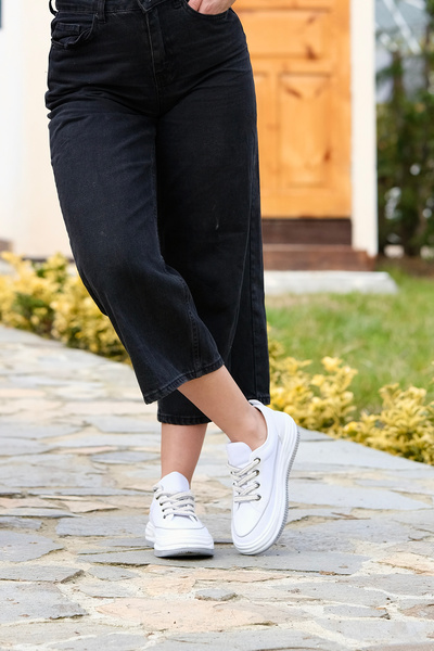 Marjin Γυναικεία αθλητικά παπούτσια με ψηλή σόλα από ύφασμα από ύφασμα με κορδόνια αθλητικά παπούτσια Hesna Grey