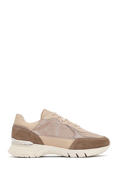 Derimod Women's Mink Lace-Up Thick Sole Leather Sneaker 25Afd371014