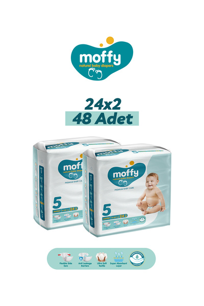 Moffy Twin Junior 5 Beden Bebek Bezi (24x 2) 48 Adet