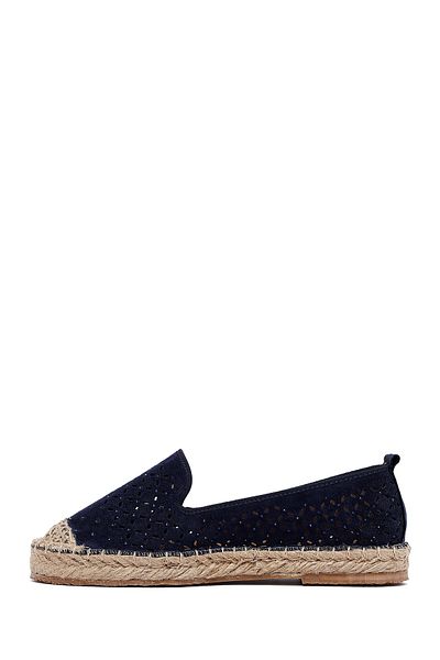 Derimod Women's Navy Blue Mesh Suede Espadrille 25Sfe402710