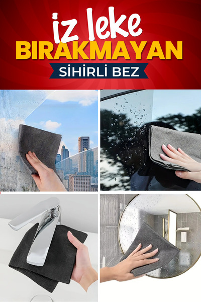 BigBear İz Bırakmayan Sihirli Temizlik Bezi; Pencere, Ayna, Araba, Mutfak, Banyo Temizliği-magic cloth
