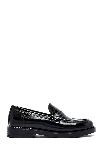 Derimod Women's Black Patent Leather Masculine Loafer 25Afd510416