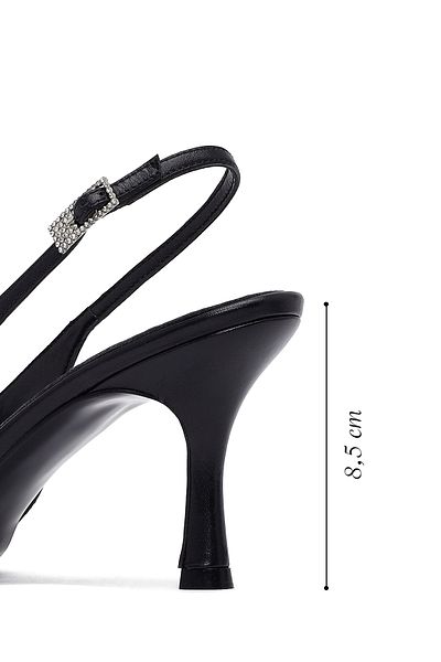 Derimod Women's Black Open Back Thin Heeled Leather Shoes 25Afd162118