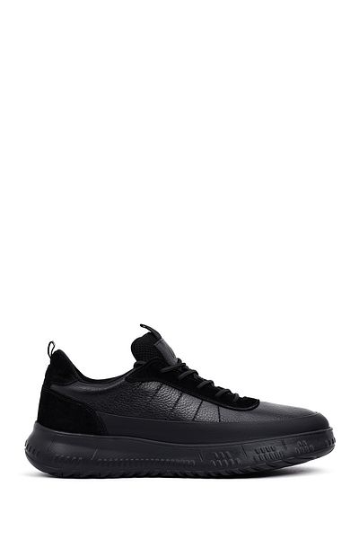 Derimod Men's Black Lace-Up Thick Sole Leather Sneaker 25Wfd650514