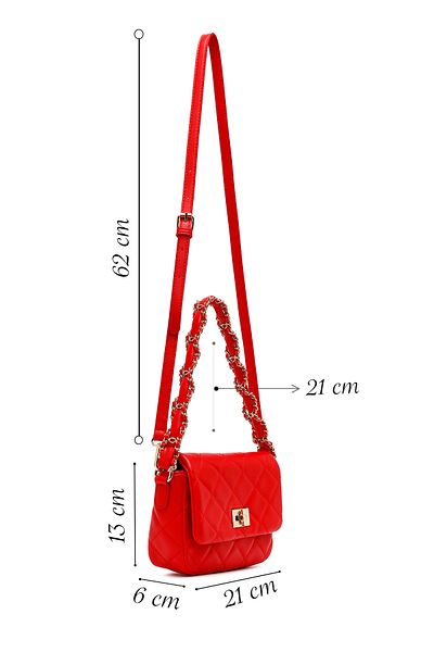 Derimod Women's Red Long Strap Quilted Shoulder Bag 25Abd2613Kp