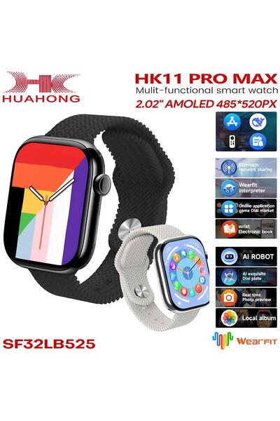 NOMTEKNO HK11 PRO MAX ORIJINAL YENİ SERİ GÜÇLU BATARYA AMOLED EKRAN AKILLI SAAT ÇİFT KORDONLU