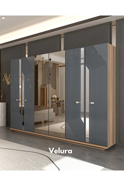 Velura Home & Living Yuvam Modern 6 Kapaklı Aynalı Gardırop (Dolap)