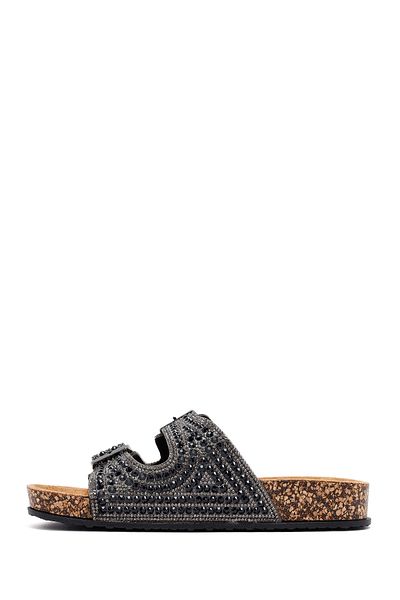 Derimod Women's Black Stone Slippers 25Sfe400514