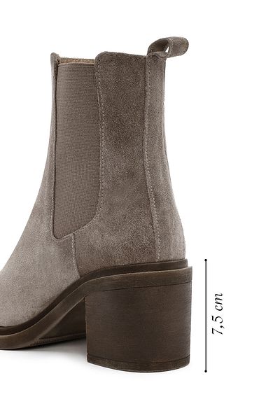 Derimod Women's Mink Thick Heeled Suede Leather Chelsea Boots 25Wfd151510