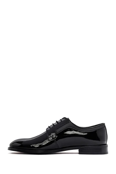 Derimod Men's Black Lace-Up Patent Leather Classic Shoes 25Wfd621516