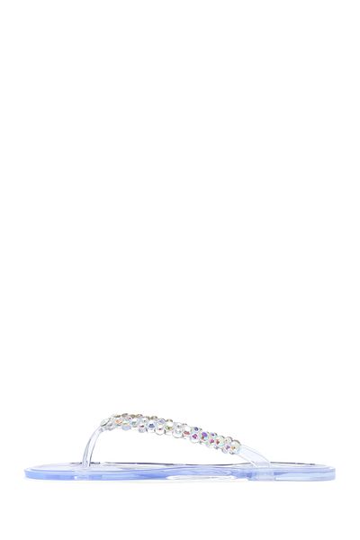Derimod Women's Transparent Flip Flops Stone Jelly Slippers 25Sfe4916Pv