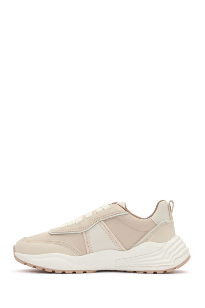 Derimod Acbc X Derimod Women's Beige Thick Soled Lace-Up Fabric Sneaker 25Sfd43566F
