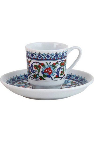 Armada Çini Armada Cini AR 655 Topkapı Porcelain Coffee Cup Set Velvet Box 2 Pieces
