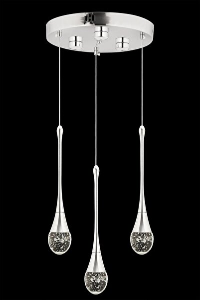 İstanbul Avize İstanbul Avize Mercure 3'lü Gümüş Ledli Kumandalı 3 Renk Modern Led Avize