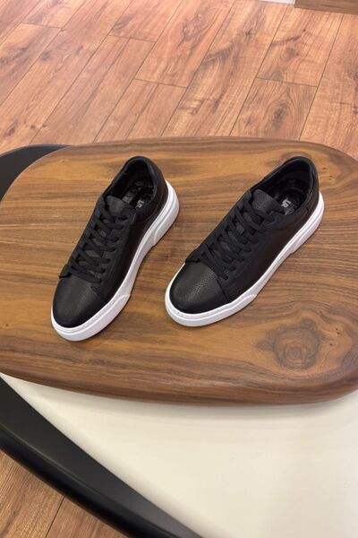 Paulo 1090 PIELE NEGRĂ - TALPĂ ALBĂ PIELE AUTENTICĂ ADIDAși BĂRBAȚI