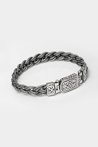 ALYANSEVİM Saç Örgüsü Hasır 925 Gümüş Bileklik Künye