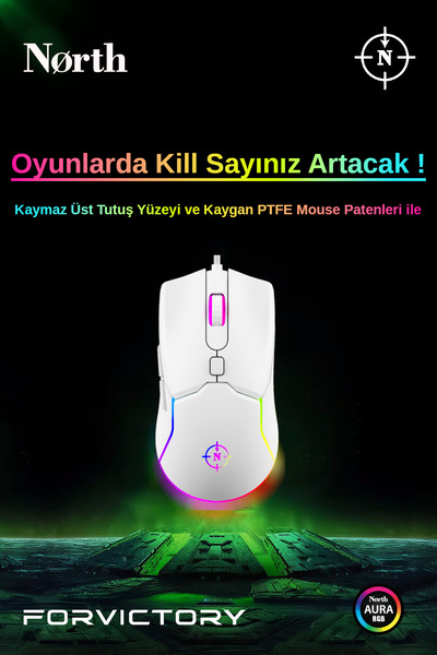 Genel Markalar Air White Rgb 7.200 Dpı Profesyonel Makrolu Fps Gaming Beyaz Oyuncu Mouse