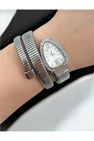 G Sport POLO Cpr12373y Gümüş Renk Taşlı Yılan Model Kadın Kol Saati