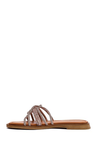 Derimod Women's Pink Stone Leather Slippers 25Sfd1829Ts