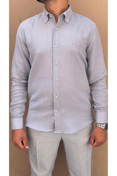 Fitmens Slim Fit Long Sleeve Muslin Cotton Comfortable Breathable Fabric with Collar Button Gift Boxed Men's