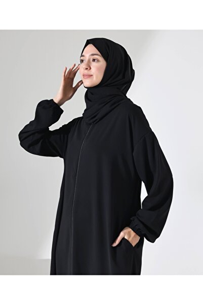 BEREL حقيبة موحدة مع جيب للهدايا وأكمام مرنة Luabe Namaz Ferace باللون الأسود