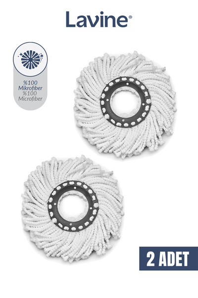obido (2 Adet) Lavine 360 Dönerli Mop Yedek Başlık Mikrofiber Püskül Tüm Kova...