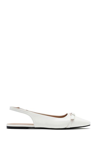 Derimod Women's Cream Open Back Classic Summer Ballerina Shoes 25Sfe402418