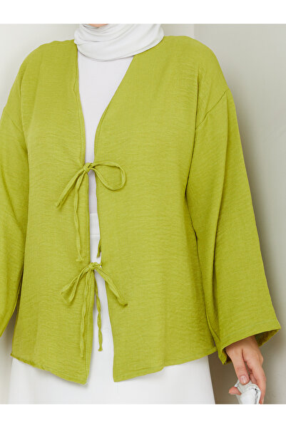 LyLGyM FASSION IS PASSION Cămașă kimono din in Sofia pentru femei, cu șiretur...