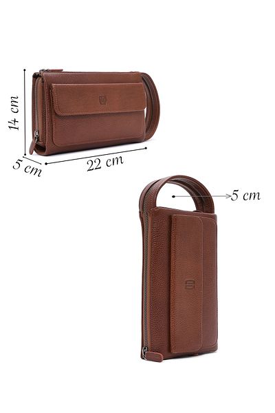 Derimod Men's Tan Leather Handbag 24Wbd3400Ft