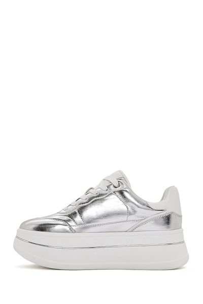Derimod Women's Silver Laced Thick Sole Metallic Sneaker 25Sfd 431032