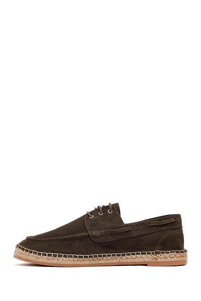 Derimod Men's Khaki Suede Leather Espadrille 25Sfd 616210