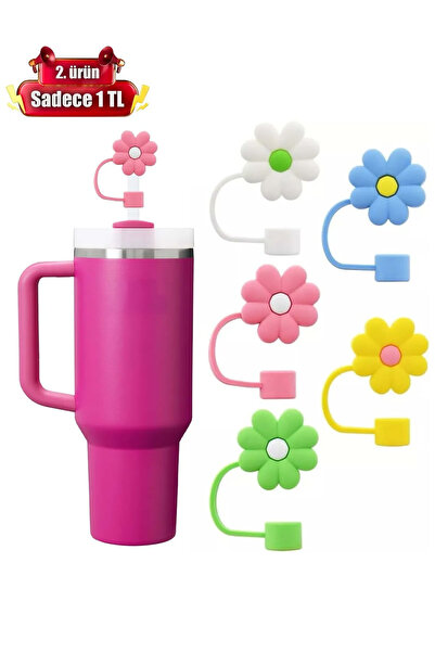 Kelira Quencher Termos Uyumlu Yeşil Çiçek Aksesuar / Pipet Koruyucu / Silikon...