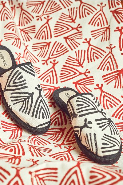Derimod Kastamonu Stone Print Women's Black Patterned Espadrille Slippers 25Sfd20806F