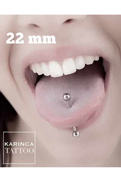 Karınca Piercing Medikal Çelik Uzun Dil Piercingi 22 mm Uzun