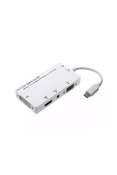 HOPE R 6 in 1 USB 3.1 Type-C Hub to HDMI, DVI, VGA, USB 3.0, audio, network charging port, white, HOPE R