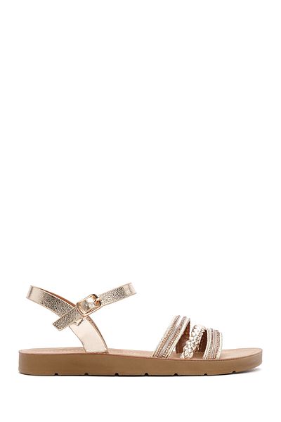 Derimod Women's Gold Ankle Strap Stone Sandals 25Sfe 461314