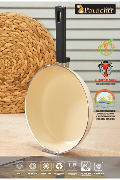 PoloChef Ceramic Cookware Set 7 Pieces Cream