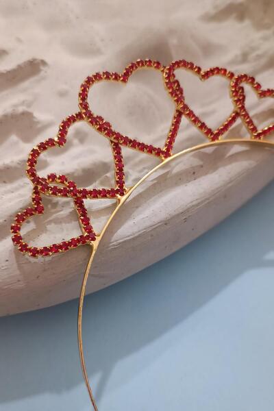 New Obsessions Red Rated Heart Detailed Party Crown Heart Crown
