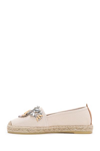 Derimod Women's Beige Stone Leather Espadrille 25Sfd20546F