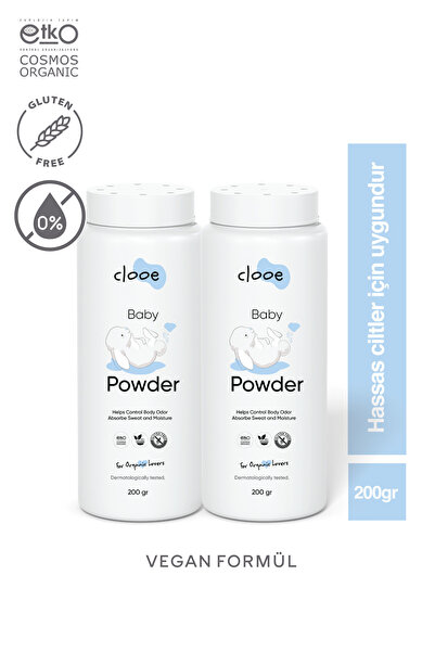 clooe Organik Bebek Pudrası (200gr) 2’li Fırsat Paketi Ferahlatıcı Etki Hassa...