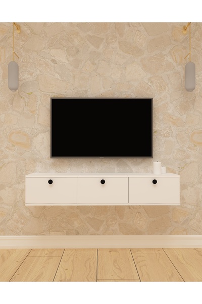 morepp Salkım 150 cm Duvara Monte Tv Ünitesi Tv Sehpası| Beyaz - Beyaz