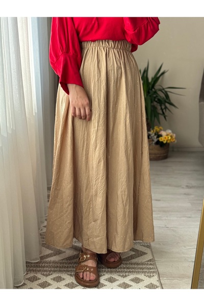 Mina Terzi&Butik Stone Printed Flared Crush Skirt 4 Piece