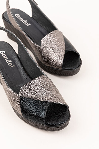 Gondol Kadın Günlük Sandalet Mik.2900 Siyah Platin