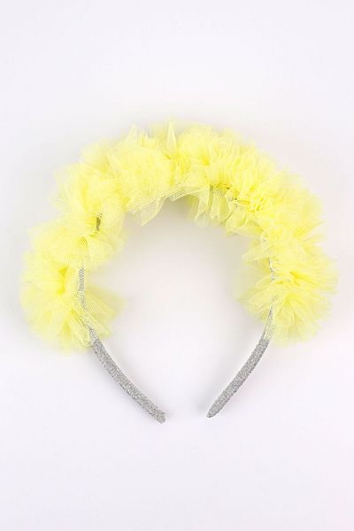 Le Mabelle Glitter Girl's Crown with Yellow Tulle Detail