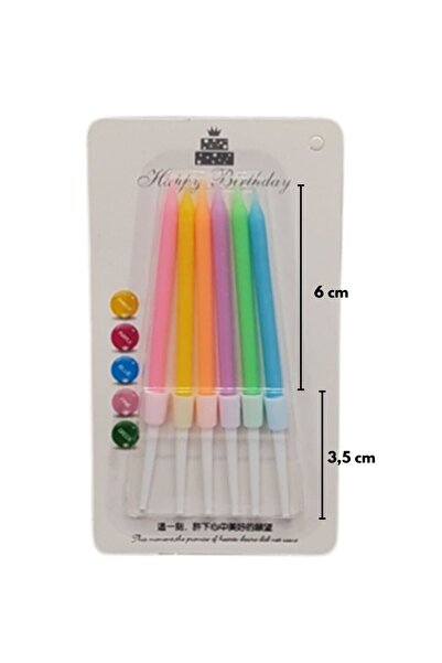 Le Mabelle Çok Renkli Pastel Tonları 6'lı Kısa Mum