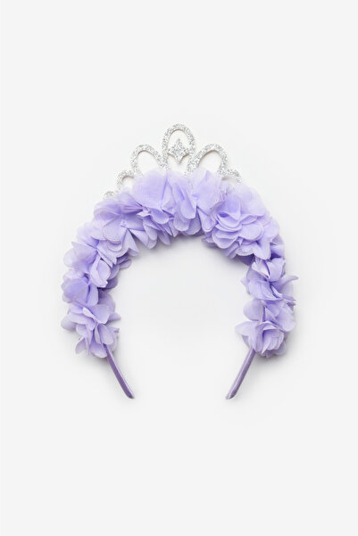 Le Mabelle Floral Girl's Crown with Lilac Princess Figure
