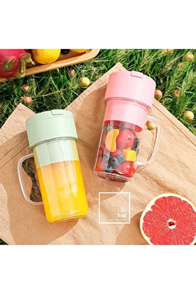 77 Kobbie Taşınabilir Şarjlı Meyve Sıkacağı Pipetli Blender Bardak Kamp Pikni...