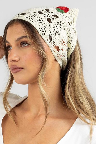 New Obsessions Knitted Bohemian Strawberry Triangle Bandana