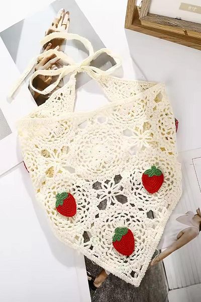 New Obsessions Knitted Bohemian Strawberry Triangle Bandana