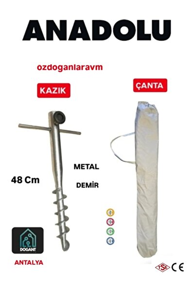 dogant özdoğanlar avm Plaj Kamp Deniz 2 li Set Şemsiye Çantası Demir 48 Cm Kazık